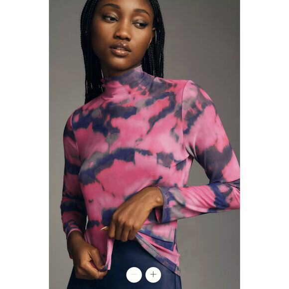 ANTHROPOLOGIE Mesh Colorful Turtleneck Top Blouse  // M - Picture 9 of 11